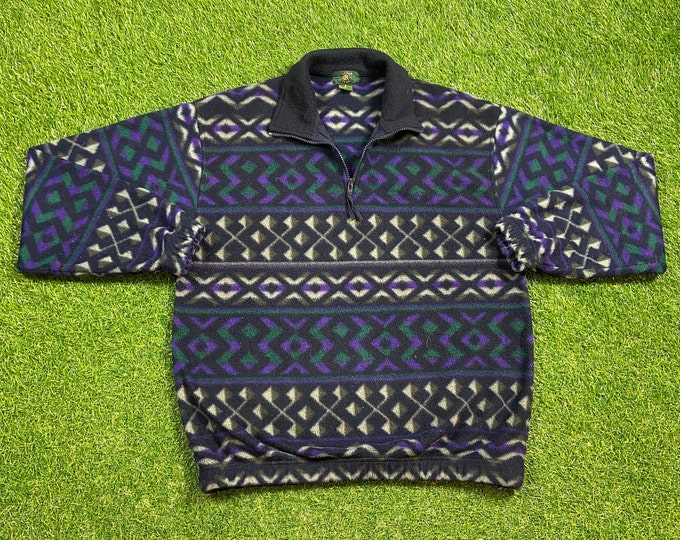 Vintage Multicolor Knitted Crewneck Sweater Club Room Size Small S Quality Cool Pattern Warm Winter Fashion Pull Over Oversized 1990s 90s
