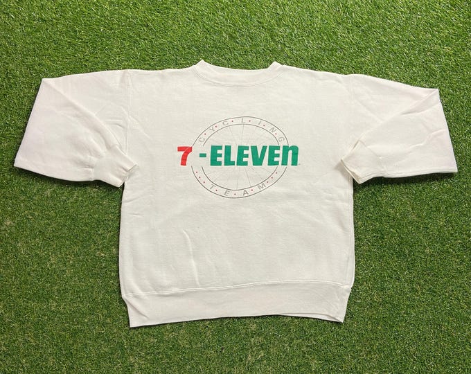 Vintage 7 Eleven Cycling Crewneck Sweatshirt Size Small S Cycle Tour Tour de France Bicycle Race Gas Station Pull Over Oversized 1990s 90s