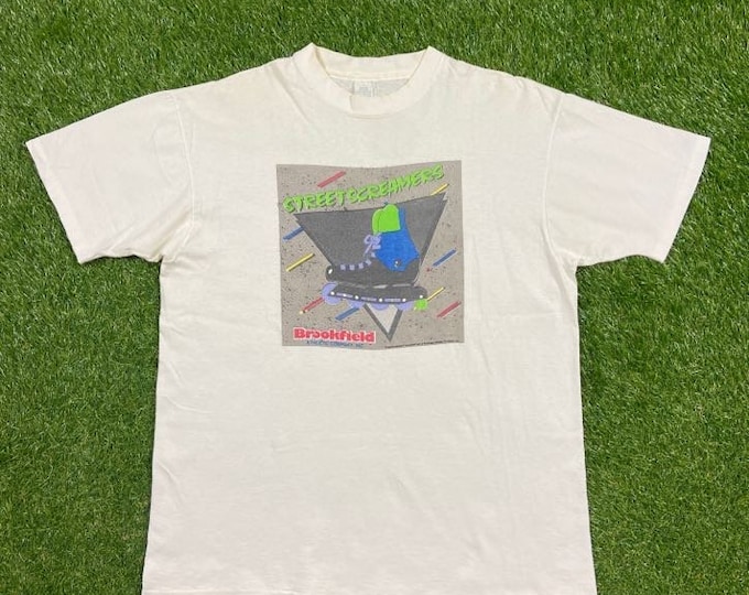 Vintage Brookefield Street Screamers T Shirt Tee Made USA Size Xtra Large XL Surf Roller Skate Snowboarding 1990s 90s Extreme Sports Hawk