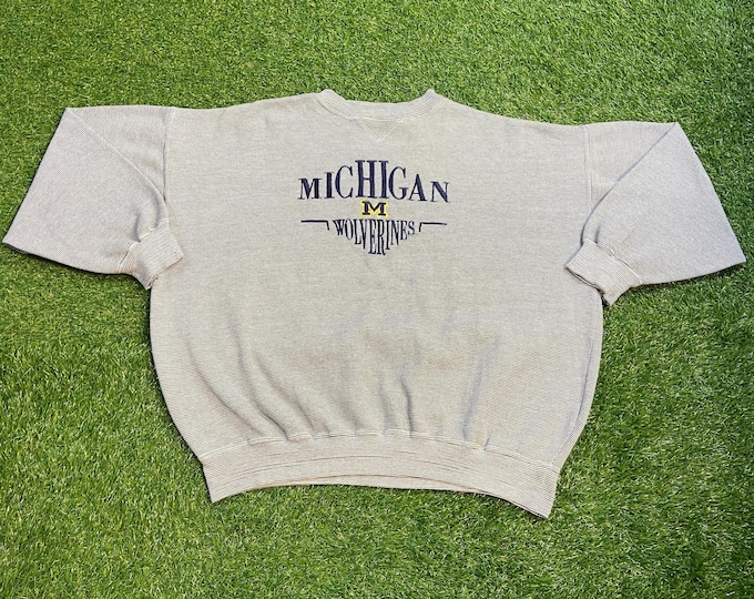 Vintage University of Michigan Wolverines Crewneck Sweatshirt Size Xtra Large XL NCAA College Football Detroit Big House 1990s 90s Pull Over