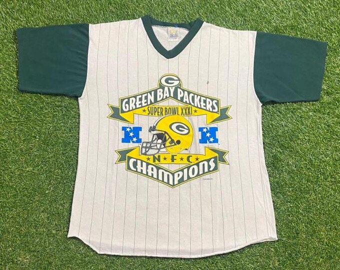 Vintage Green Bay Packers T Shirt Tee Made USA Size Large L NFL Football Wisconsin Pack Cheese Head Favre Super Bowl XXXI 1990s 90s