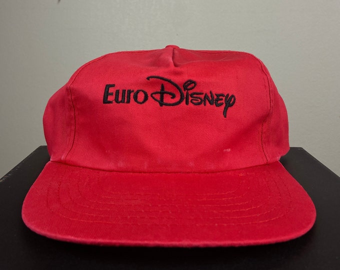 Vintage Euro Disney Strap Back Hat Walt Disney 1980s 80's Animated Movie Mickey Mouse Europe