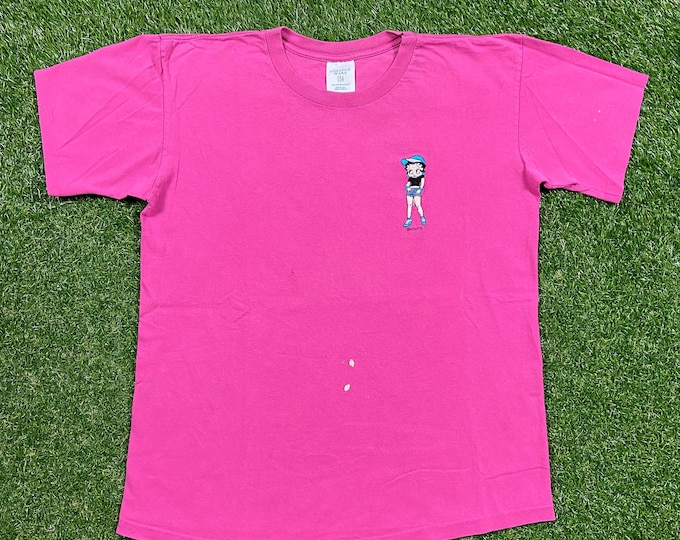 Vintage Betty Boop T Shirt Tee College Ware Made USA Size Large L Cartoon Animation TV Show Pink Character Film Series 1990s 90s
