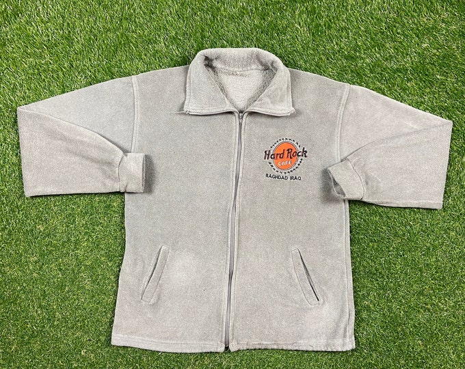 Vintage Hard Rock Cafe Baghdad Irag Zip Up Sweater Size Medium M Classic Music Hotel