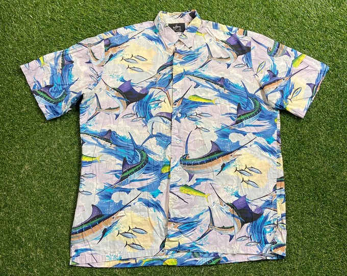 Vintage Guy Harvey Button Down Shirt Size Xtra Large XL Bass Pro Shops Fishing Apparel Accessories Hunting Nature 1990s 90s