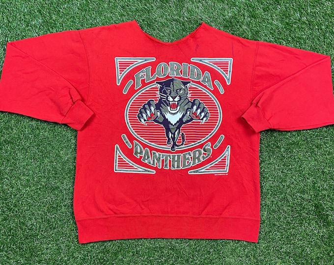 Vintage Florida Panthers Crewneck Sweatshirt Size Medium M Hockey NHL Florida FL Rare Miami Pull Over 1990s 90s Old Logo