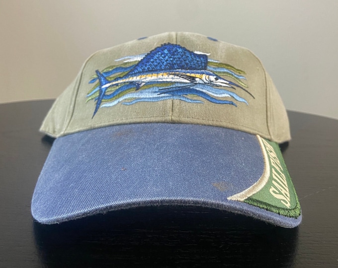 Vintage Sailfish Strap Back Hat Outdoor Cap OSFA Fishing Hunting Nature Bass Pro Shop 1990s 90s