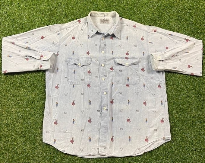 Vintage 501 Levi's Button Down Shirt Size Xtra Large XL Original American Apparel Classic Jeans 1990s 90s