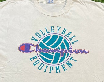 Vintage Volleyball Equipment T Shirt Tee Champion Made USA Size