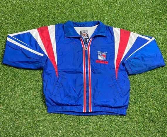 Vintage New York Rangers Zip up Windbreaker Jacket Size Youth XL