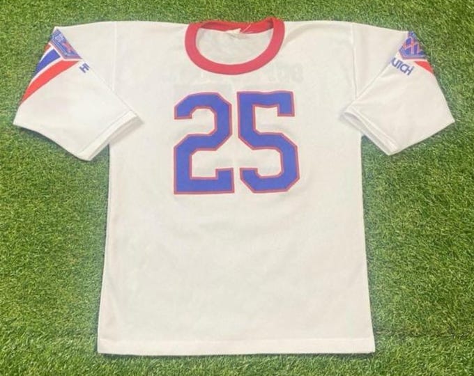 Vintage Super Bowl XXV Jersey Made USA Size Large L New York Giants vs Buffalo Bills NFL Football Tampa Bay Florida 1990s 90s