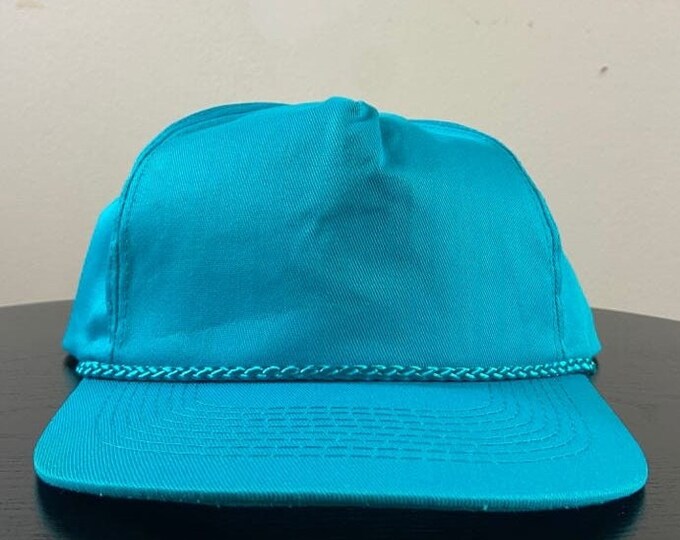 Vintage Plain Green Snapback Hat OSFA 1980s 1990s 80s 90s Custom Blank