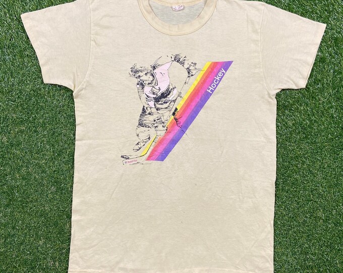 Vintage Hockey T Shirt Tee Poltermanns Fashions Size Xtra Large XL NHL CHL Hockey 1980s 80s Classic Graphic Tee Gretzky
