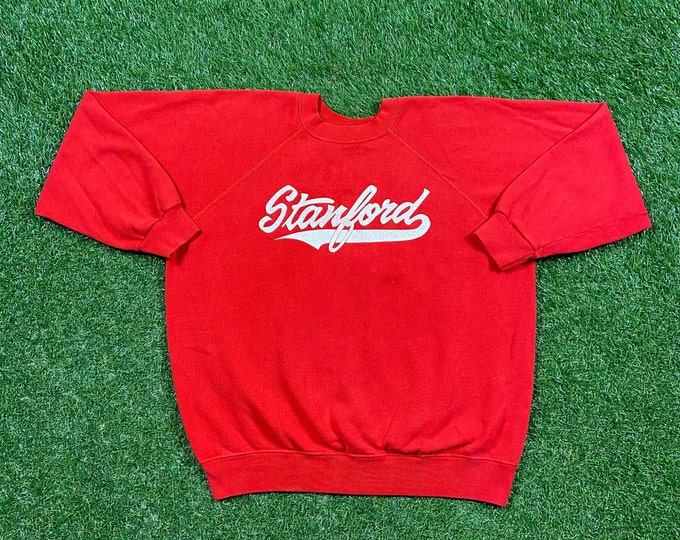 Vintage Stanford University Crewneck Sweatshirt Hanes Made USA Size Large L California NCAA Football Classic College Pull Over 1990s 90s