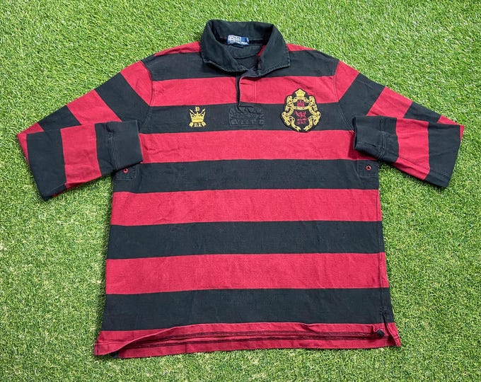 Vintage Polo Ralph Lauren Long Sleeve Polo Shirt Size Large L Quality RL American Apparel Bear Horse 1990s 90s