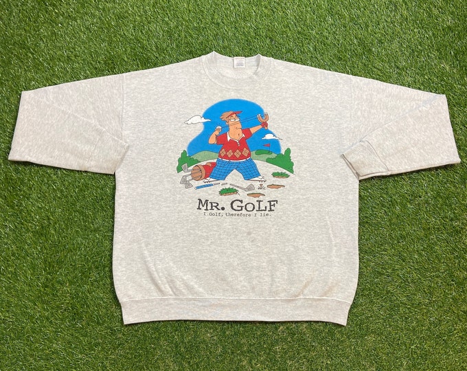 Vintage Mr Golf Crewneck Sweatshirt Fruit of the Loom Size Xtra Large XL US Open Golf Tiger Woods Classic Cartoon Pull Over Oversized 90s