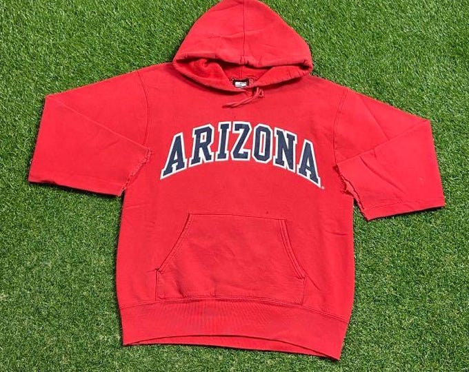 Vintage University of Arizona Wildcats Hoodie Sweatshirt Made USA Size Medium M NCAA College Phoenix 1990s 90s Pull Over Oversized