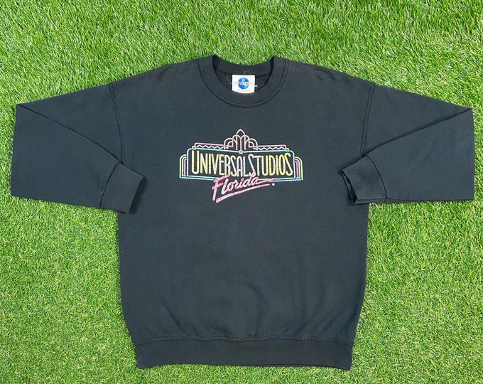 Vintage Universal Studios Florida Crewneck Sweatshirt Made USA Size Large L Orlando FL California Amusement Park Pull Over