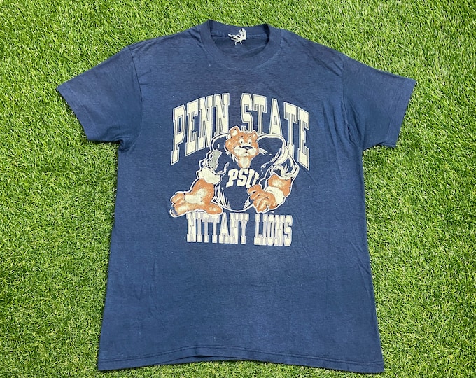 Vintage University of Penn State Nittany Lions T Shirt Tee Size Small S NCAA College Football Pennsylvania Classic 1980s 80s Paper Thin