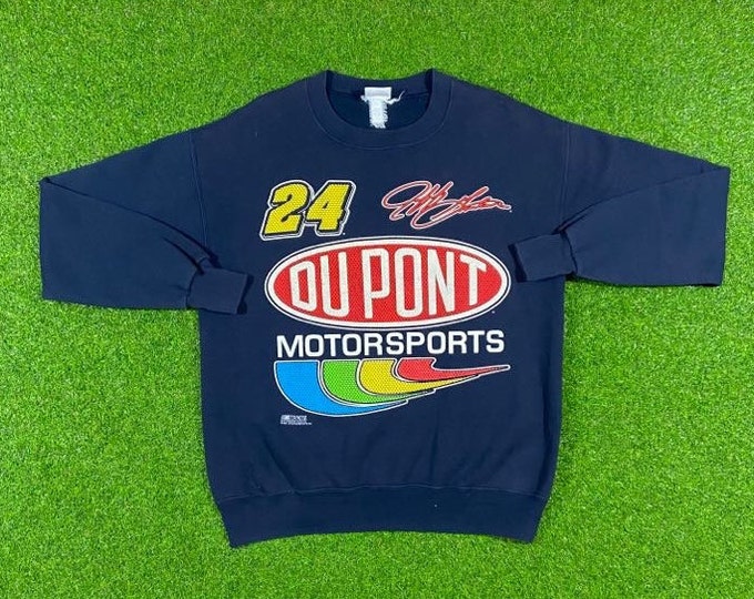 Vintage Jeff Gordon 24 NASCAR Crewneck Sweater Chase Authentics Size Large L Pull Over Oversized Comfy Cozy Warm