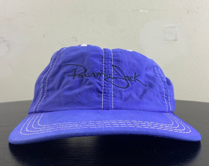 Vintage Panama Jack Strap Back Hat Made USA OSFA Beach Summer Classic 1990s 90s
