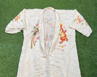 Vintage Chinese Robe Size Large The Great Wall of China Hong Kong Souvenir Comfy Asia 1990s 90s