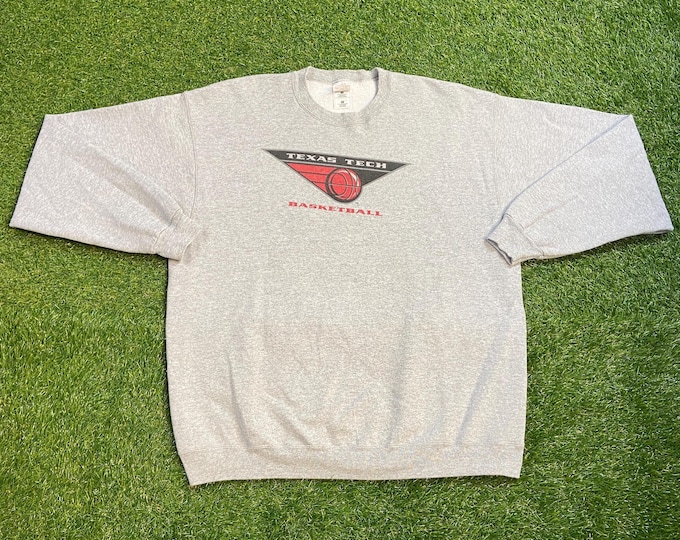 Vintage Texas Tech University Crewneck Sweatshirt Size Xtra Large XL NCAA College Basketball Pull Over Oversized 1990s 90s