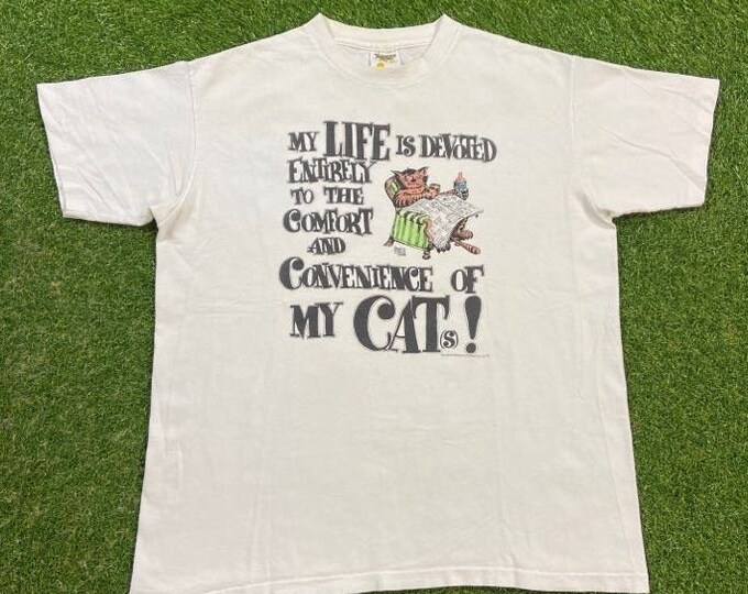 Vintage Cat T Shirt Tee Tennessee River Made USA Size Xtra Large XL Classic Animal Graphic Funny Comical Shirt 1990s 90s