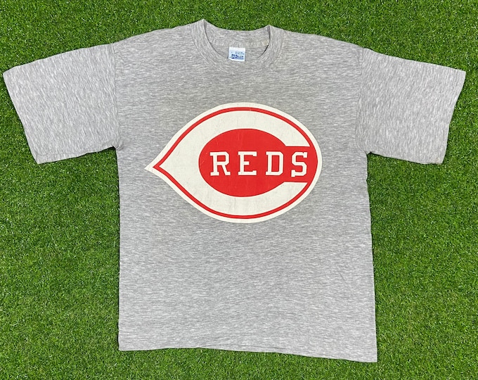 Vintage Cincinnati Reds Big Logo Graphic T Shirt Salem Sportswear Made in USA Large MLB Baseball Ken Griffey JR Ohio Cleveland 1990s 90s