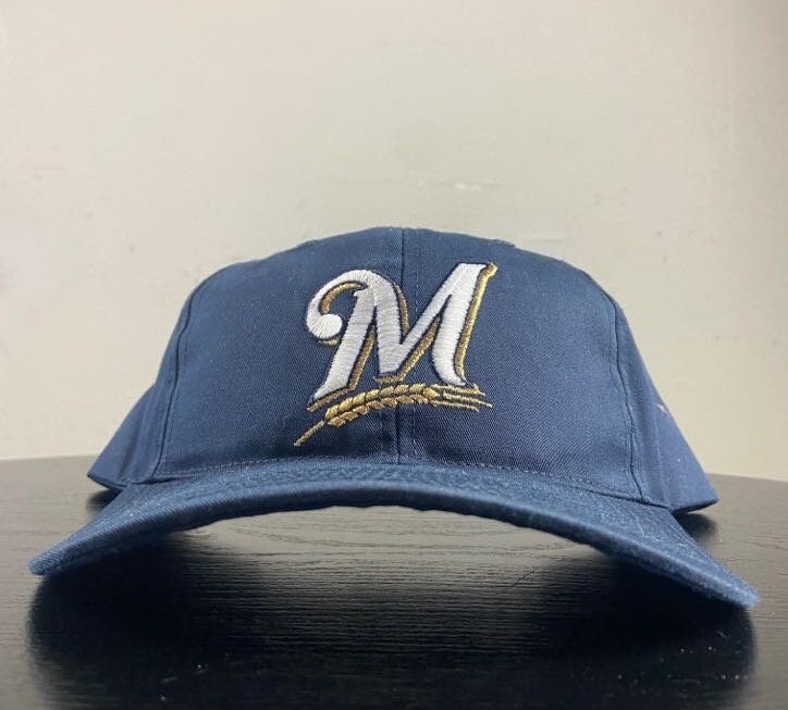 Vintage 1980s Milwaukee Brewers Pin Striped Twins MLB Foam Snapback Hat Cap  RARE