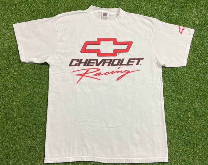 Vintage Chevrolet Racing T Shirt Tee Track Gear Made USA Size Xtra Large XL Motorsports NASCAR Daytona 500 Racing 1990s 90s
