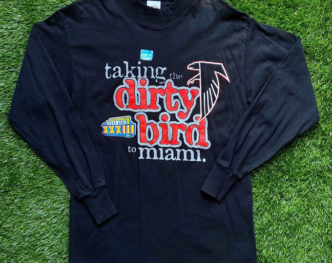 Vintage Atlanta Falcons Dirty Bird Long Sleeve T Shirt NFL Football Ocean Pacific Medium 1990s 90s Super Bowl XXXIII Logo 7 Brand NWT Miami