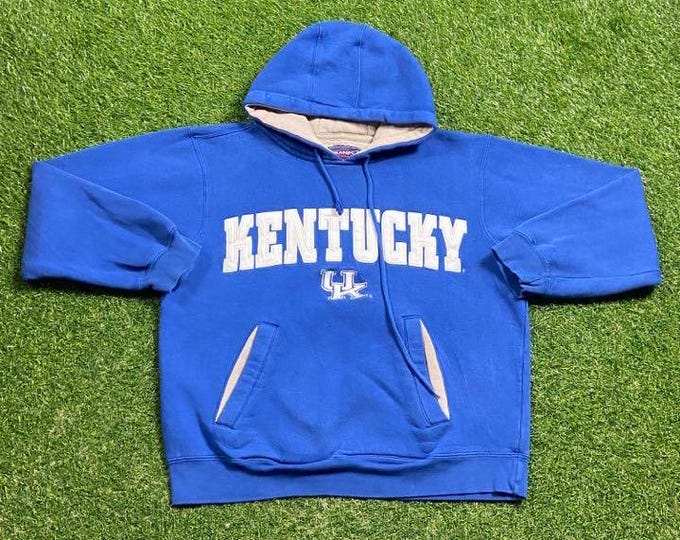 Vintage University of Kentucky Wildcats UK Hoodie Sweatshirt Size Xtra Small XS Lexington Go Big Blue Classic Ncaa College Basketball 1990s