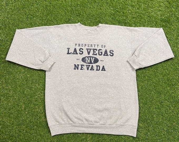 Vintage Las Vegas Nevada Crewneck Sweatshirt Size Large L Casino Gambling Sin City Pull Over Oversized