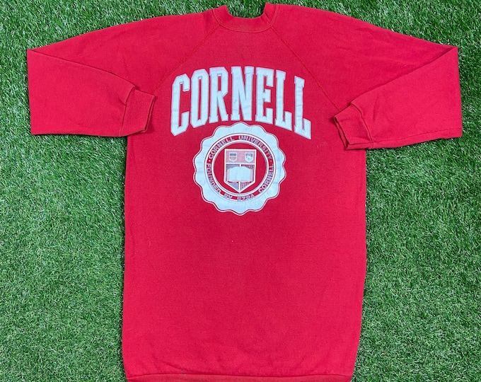 Vintage Cornell University Crewneck Sweatshirt Tultex  Made USA Size OSFA Cornell Big Red Over Oversized Warm New York