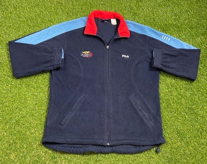 Vintage Tennis US Open 2002 Sweater FILA Size Medium M New York Serena Williams Andre Agassi Tennis 00s