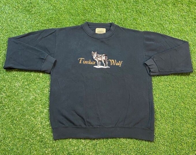 Vintage Timberwolf Crewneck Sweatshirt Clearwater Creek Size Large L National Wildlife Animals Wolf Pack Habitat 1990s 90s Pull Over