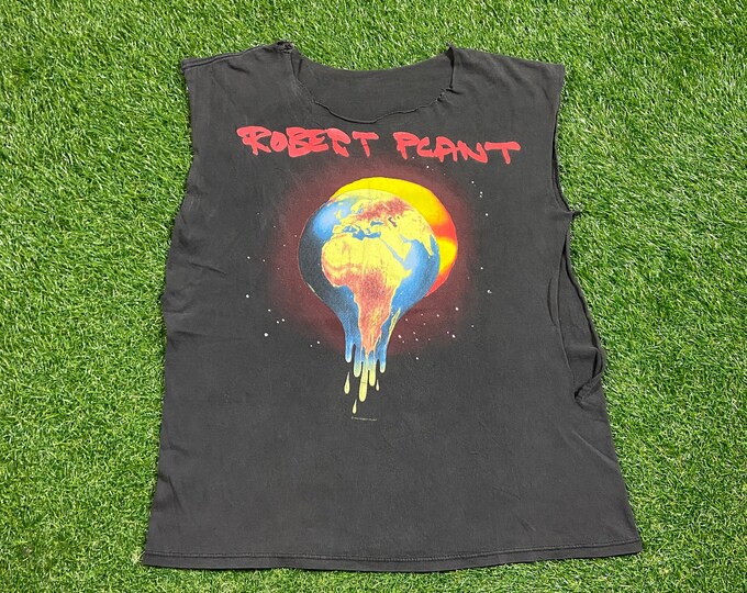 Vintage Robert Plant T Shirt Tee Size Medium M Fate of Nations World Tour Led Zeppelin Psychedelic Hard Rock 1990s 90s