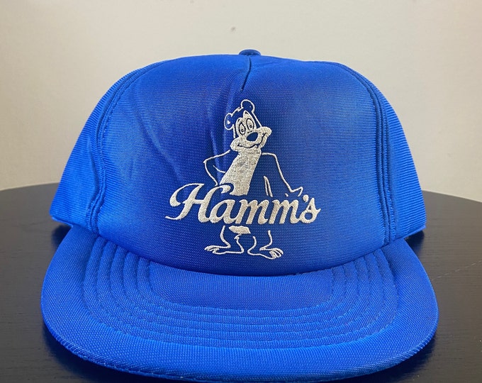 Vintage Hamm's Snapback Hat Sportcap OSFA Hamm's Bear Beer Minnesota Brewery Alcohol 1980s 80s Trucker