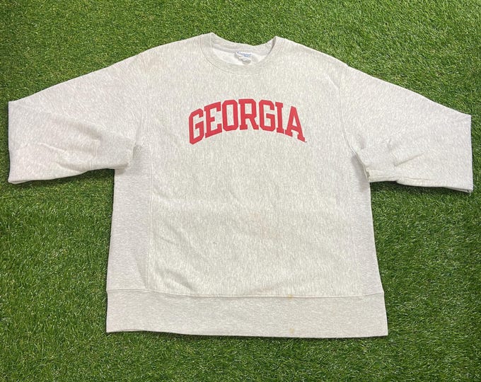 Vintage University of Georgia Bulldogs Crewneck Sweatshirt Champion Size Large L NCAA College Football Athens Atlanta Pull Over 1990s 90s