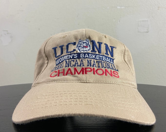 Vintage University of Connecticut Huskies Strap Back Hat OSFA Women's National Champions UCONN NCAA College Basketball 00s