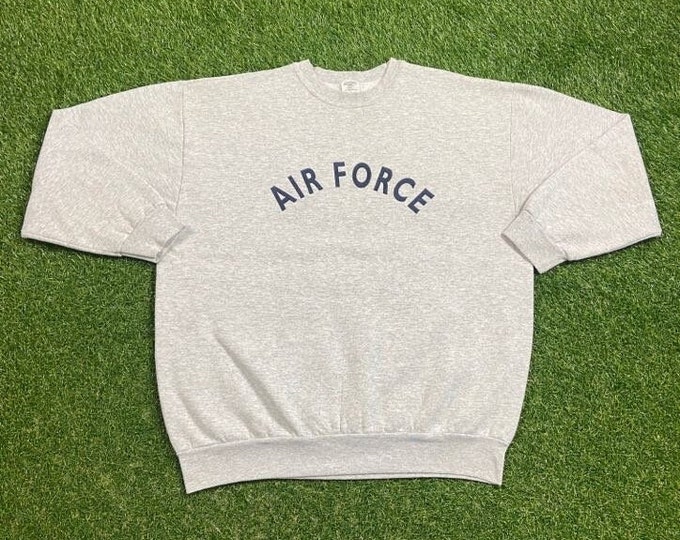 Vintage Air Force Crewneck Sweatshirt Made USA Size Large L Military Army Navy Marines 1990s 90s Pull Over Oversized