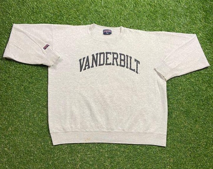 Vintage Vanderbilt University Crewneck Sweatshirt Made USA Size Xtra Large XL Nashville Tennessee NCAA College Football Pull Over 1990s 90s