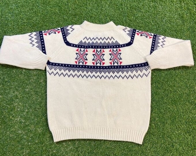 Vintage Multicolor Knitted Crewneck Sweater JC Penney Size Xtra Large XL Quality Cool Pattern Warm Winter Fashion Pull Over Oversized 1990s