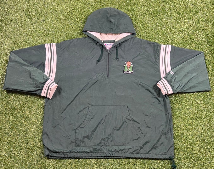 Vintage Marshall University Jacket Champion Size XXL 2XL NCAA College Football Huntington West Virginia Windbreaker Light Rain Coat