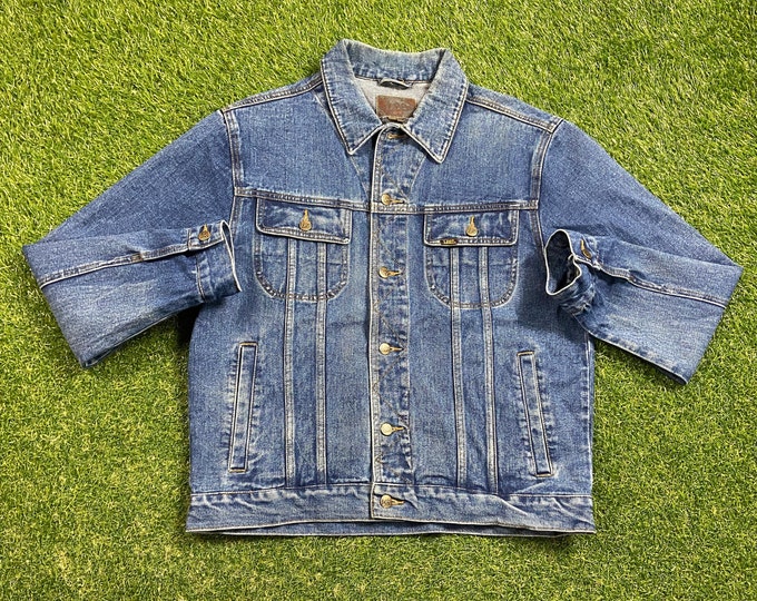 Vintage Lee Jean Jacket Size Medium M American USA Classic Blue Jean Jacket Button Down 1990s 90s Original