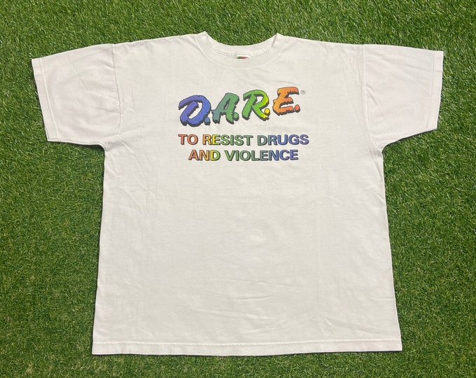 Vintage D.A.R.E. T Shirt Tee Size Xtra Large XL Drug Abuse Resistance Education Resist Drugs and Violence 1990s 90s