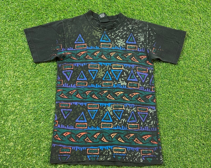 Vintage Multicolor Cool Pattern T Shirt Tee Morey Boogie Made USA Size Youth Large L Classic Quality Great Fit Quality 1990s 90s Small Surf
