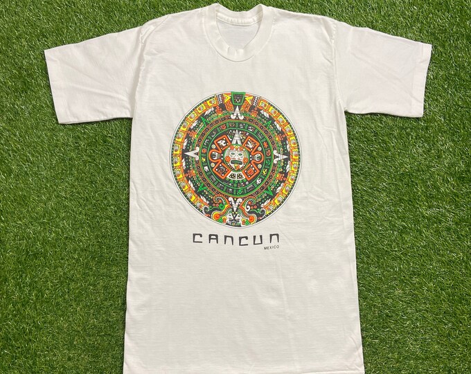 Vintage Cancun Mexico T Shirt Tee Size Small Cozumel Mexico City Party Vacation Beach Caribbean Tourist Travel 1990s 90s