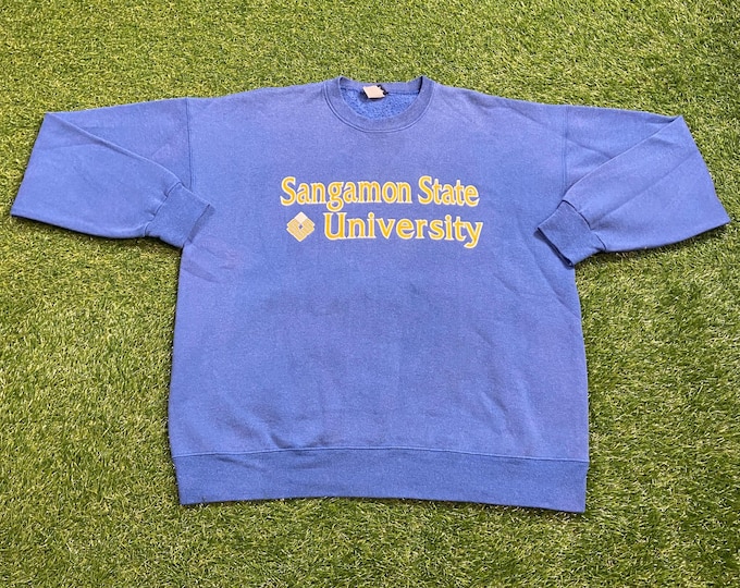 Vintage Sangamon State University Crewneck Sweatshirt Made USA Size XXL 2XL Springfield Illinois 1990s 90s Pull Over Oversized